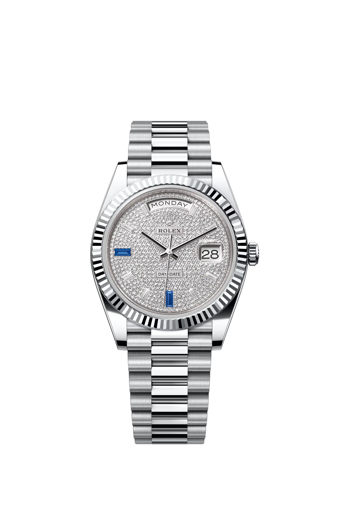 Rolex Day-Date Horloge Heren Zilver 40mm Replica Stenen Diamant
